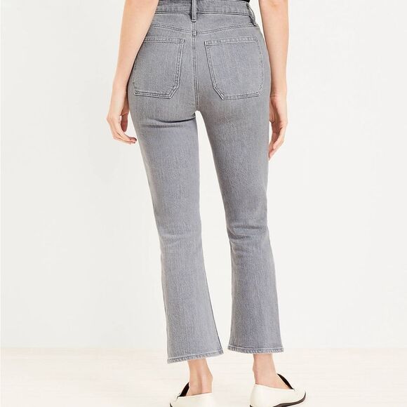 LOFT Curvy Patch Pocket High Rise Kick‎ Crop Jeans in Grey Size 2 (26) - Picture 2 of 8